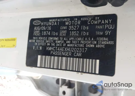 2017 Hyundai Accent Se z USA, uszkodzony, nr VIN KMHCT4AEXHU202317